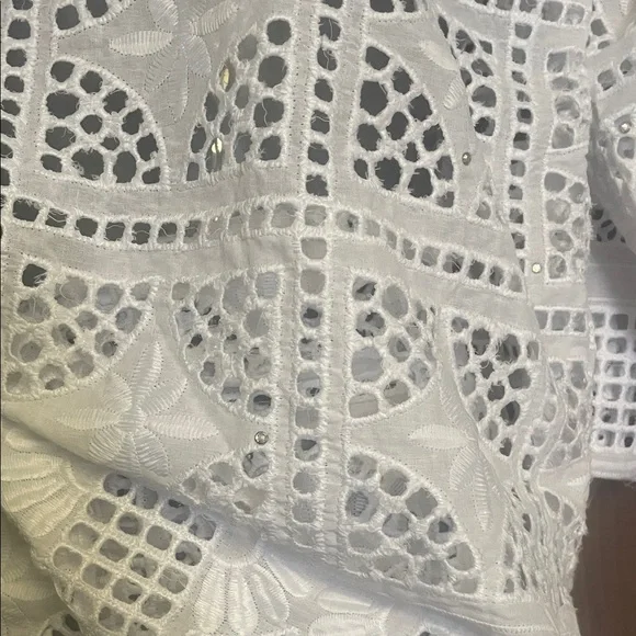 handmade White two piece cover up with little diamonds - Picture 4 of 7